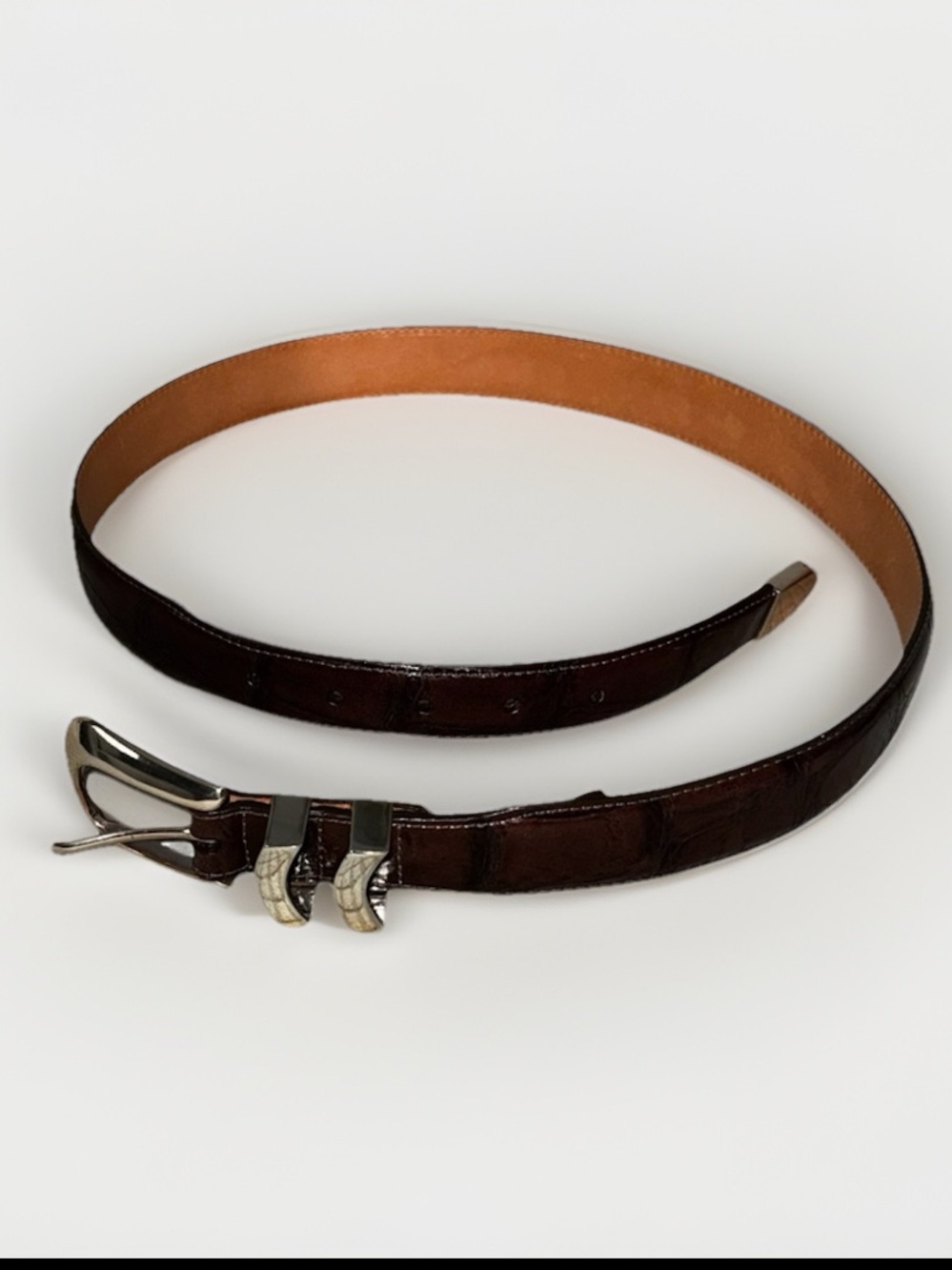 Brighton Onyx Leather Belt Brown Croc Embossed Women’s Size 36 Made in USA NWOT - Picture 4 of 7